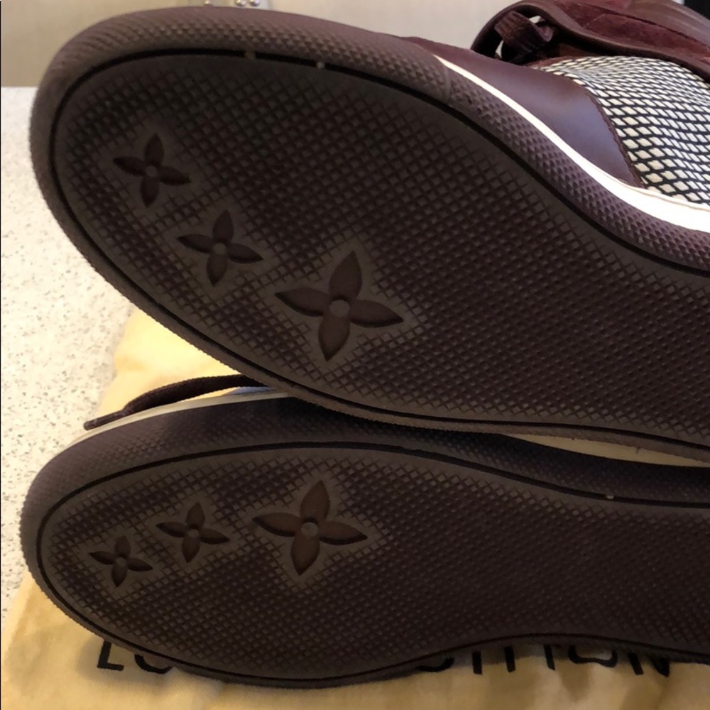 LV Leather/ suede High-Top Wedge Sneakers - Picture 4 of 6